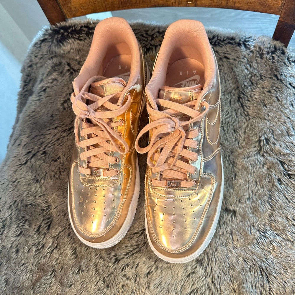 Nike Air Force 1 SP Metallic Rose Gold Sneakers, Size 11.5
